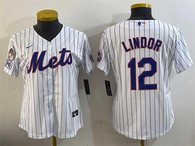 Women%27s New York Mets #12 Francisco Lindor White 2025 Spring Training Cool Base Stitched Jersey